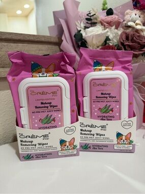 !BUNDLE -The Crème Shop Pink Hydrating Makeup Removing Wipes - 60 Count (2-Pack)